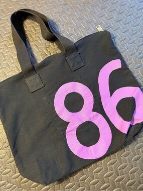 Vintage Victoria’s Secret Pink “Love Pink 1986” Black Canvas Zip Top Tote Bag
